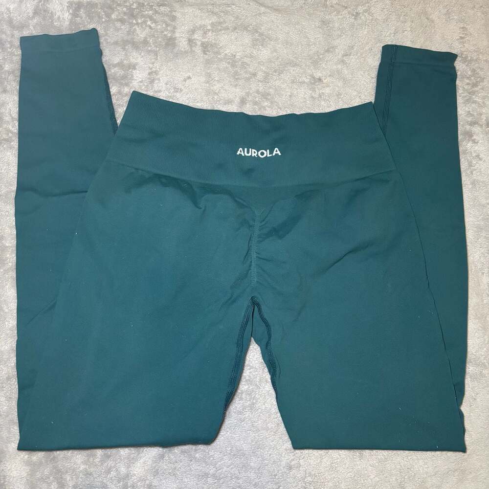 Aurola Seamless Scrunch Butt High-Waisted Teal Leggings